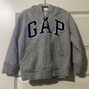 Grey hoodie with navy GAP logo